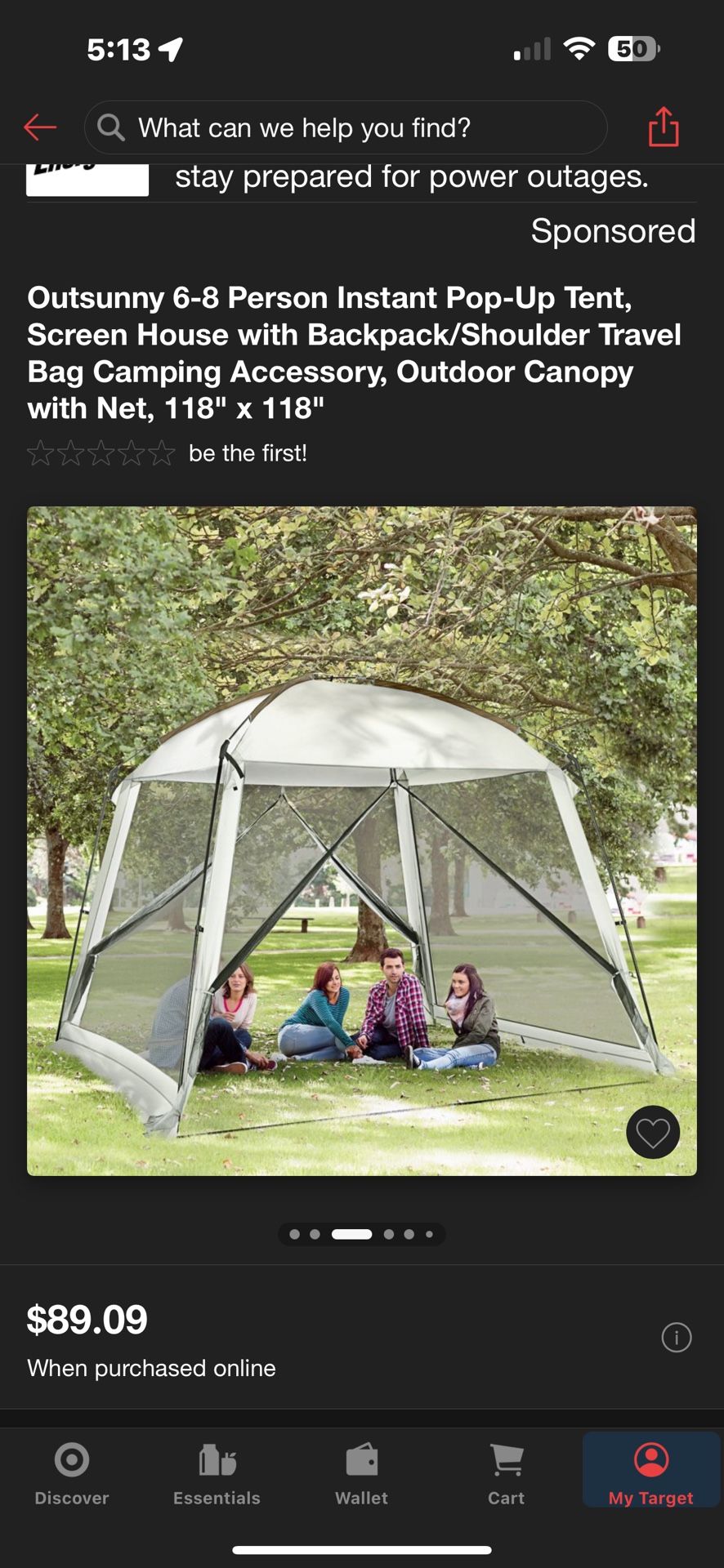 Outsunny 6-8 Person Instant Pop-Up Tent