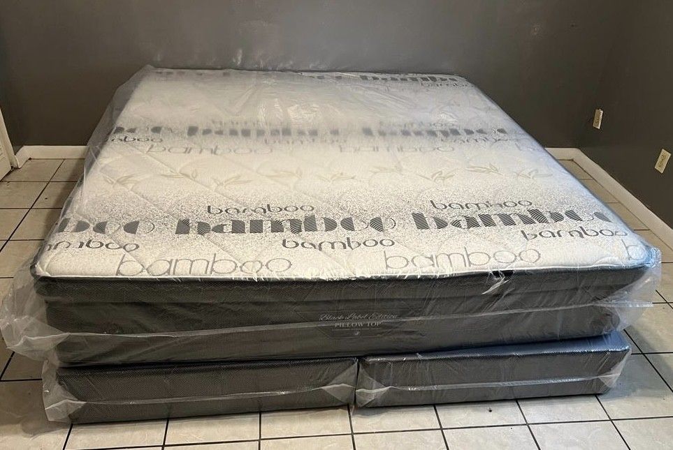 Mattress King Size Set Pillow Top (Mattress And Box) Delivery 🚚🚚🚚