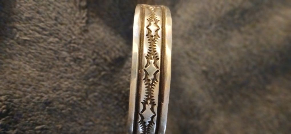 Handmade Sterling Silver Stamped  Men's LG Cuff