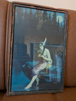 Antique 1919 Framed Indian Maiden Print by James Arthur - Minnehaha