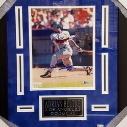 Dodgers Adrian Beltre Signed,  Beckett-Certified,  Custom-Framed Photo Display Piece 