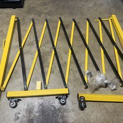 Heavy-Duty Expandable Steel Safety Barrier Gate – 16 ft W x 41 in H Folding Scissor Gate (Yellow/Black)