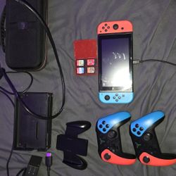 Nintendo Switch With 4 Games, 2 Controllers, 1 Joycon Controller, Dock, And Carry Case 