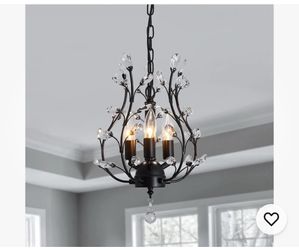  3 - Light Branch Crystal Chandelier Small Flush Mount Vintage Pendant Black2