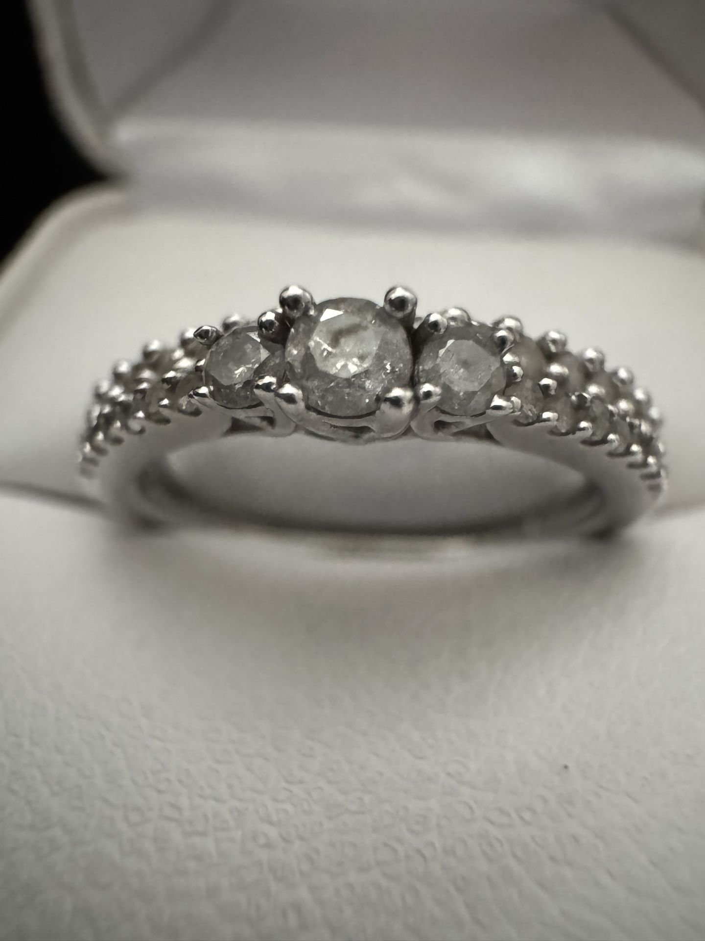 Sterling Silver ~1/4CTW Diamond Wedding Bands Ring Size 6.5