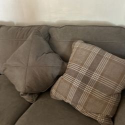 Large Pillows New Came With Sofa Beige Gray Tones 