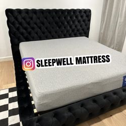 New King Bed Frame With Mattress 