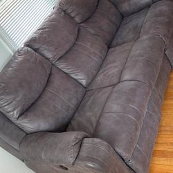Brown Leather Electric Recliner Couch/sofa