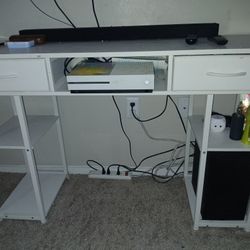 White Desk W/ Pink Chair