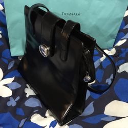 Black Leather Vintage Handbag Tiffany &Co