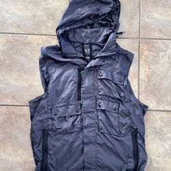 Armani Exchange Mens Gilet Large Beige White Jacket Full Zip Utility Chore