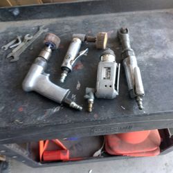 This Is A Set Of Pneumatic Tools There's A Drill Angle Drunk Grinder Straight Grinder And A Impact Wrench For Automotive Work