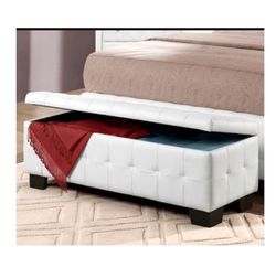 Lift-Top Storage Ottoman Bench White  