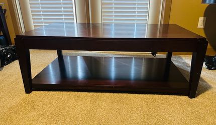 Dark Wood Coffee Table with Lower Shelf