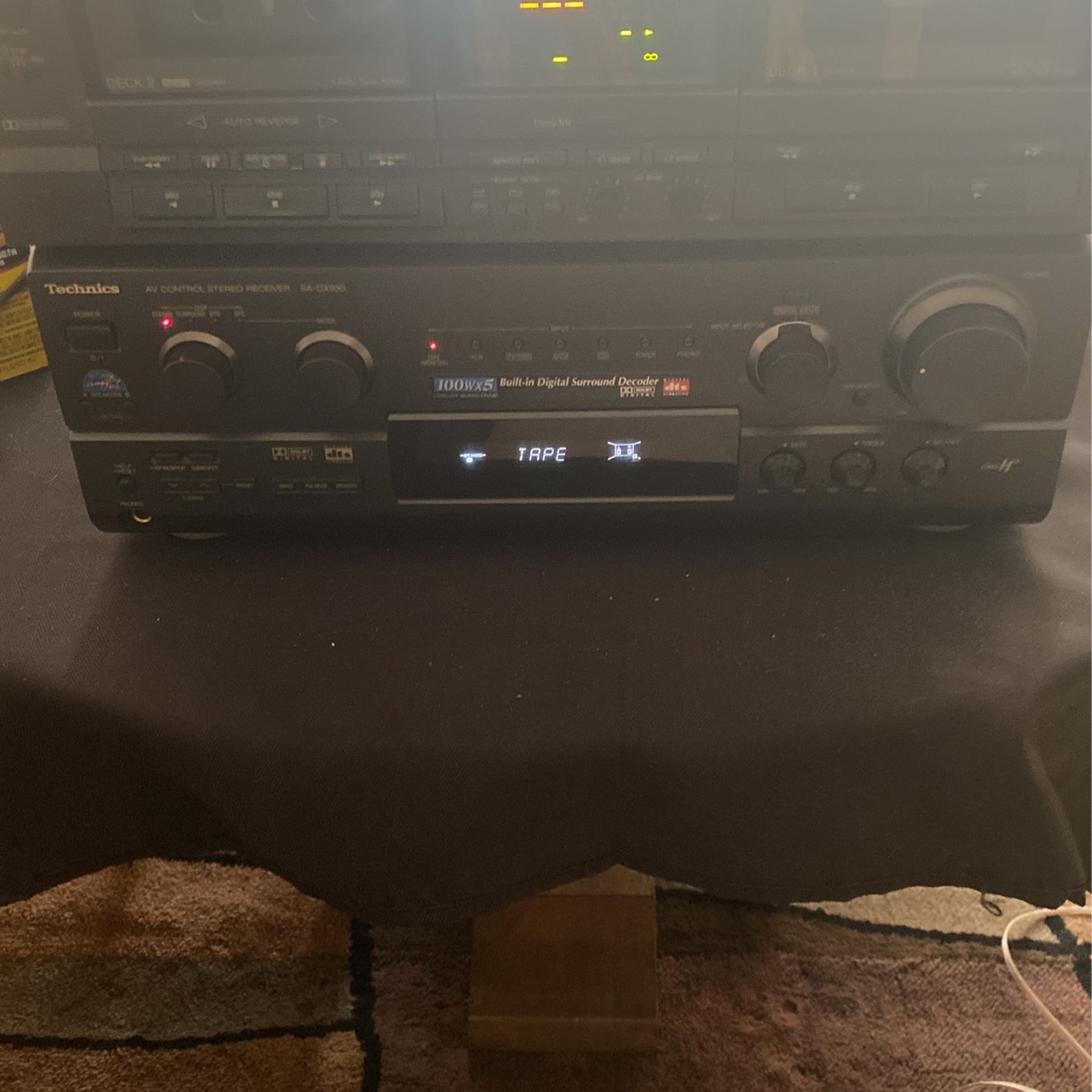 Technics SA-DX930 Av Receiver And Matching Dual Cassette Deck.