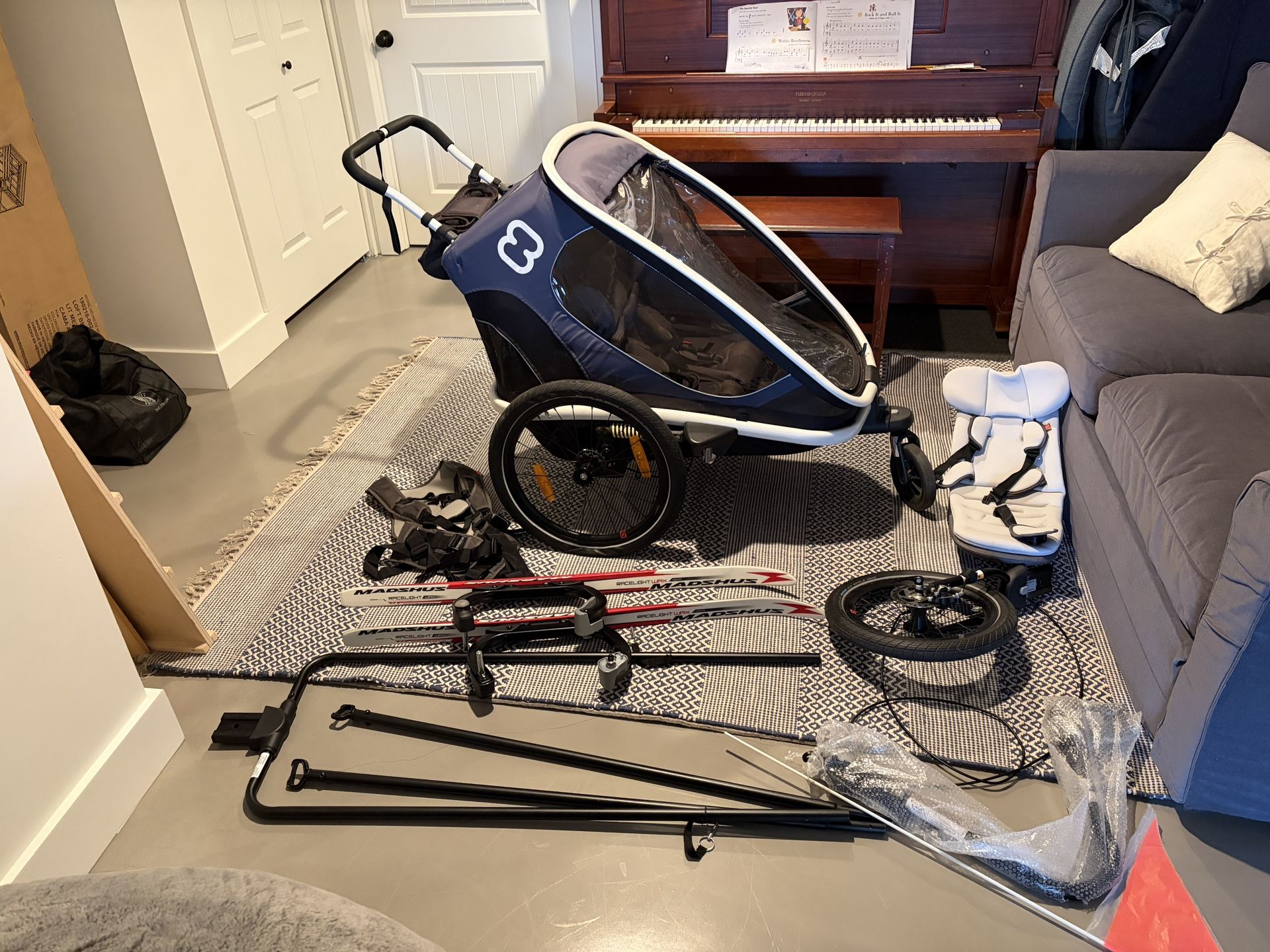 Hamax Double Stroller With Ski, Bike, And Jogging Attachments