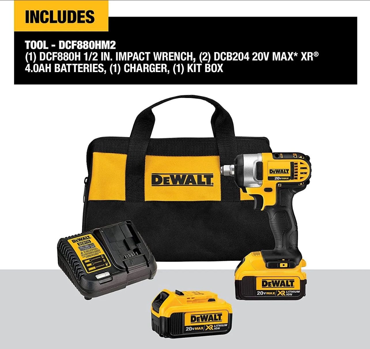 DeWalt DCF880HM2 20V Li-Ion 1/2 Impact Wrench Kit is a 20 V MAX lithium ion _ $240 Or Best Offer