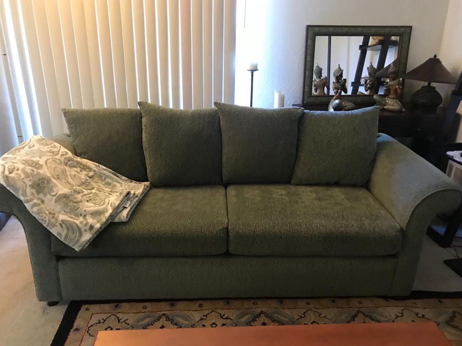 Pottery Barn Sofa and Oversize Chair - Olive Green
