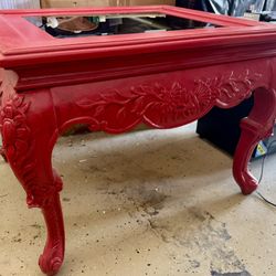 Glass Top Wood End Table