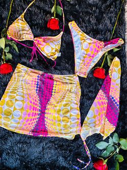 3-Piece Bikini Set with Cover-Up Skirt