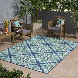 Blue Flora Medallion Area Rug Indoor Rug Outdoor Ru