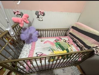 Vintage Gold Metal crib and changing table