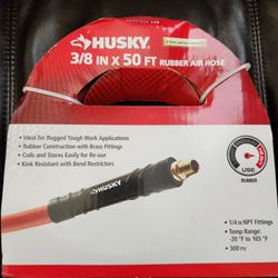 Husky Brass 3/8" Rubber 50 Ft. Compressor Hose