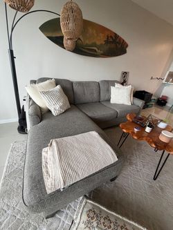 Gray Fabric Sectional Sofa with Chaise