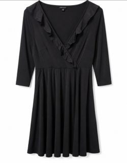 torrid Black Ruffle V-Neck Long Sleeve Dress