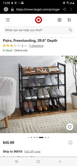 Organize It All 4 Tier Shoe Rack Organizer with Mesh Black: Iron Frame, Holds 16 Pairs, Freestanding, 29.8" Depth

New assembled it already