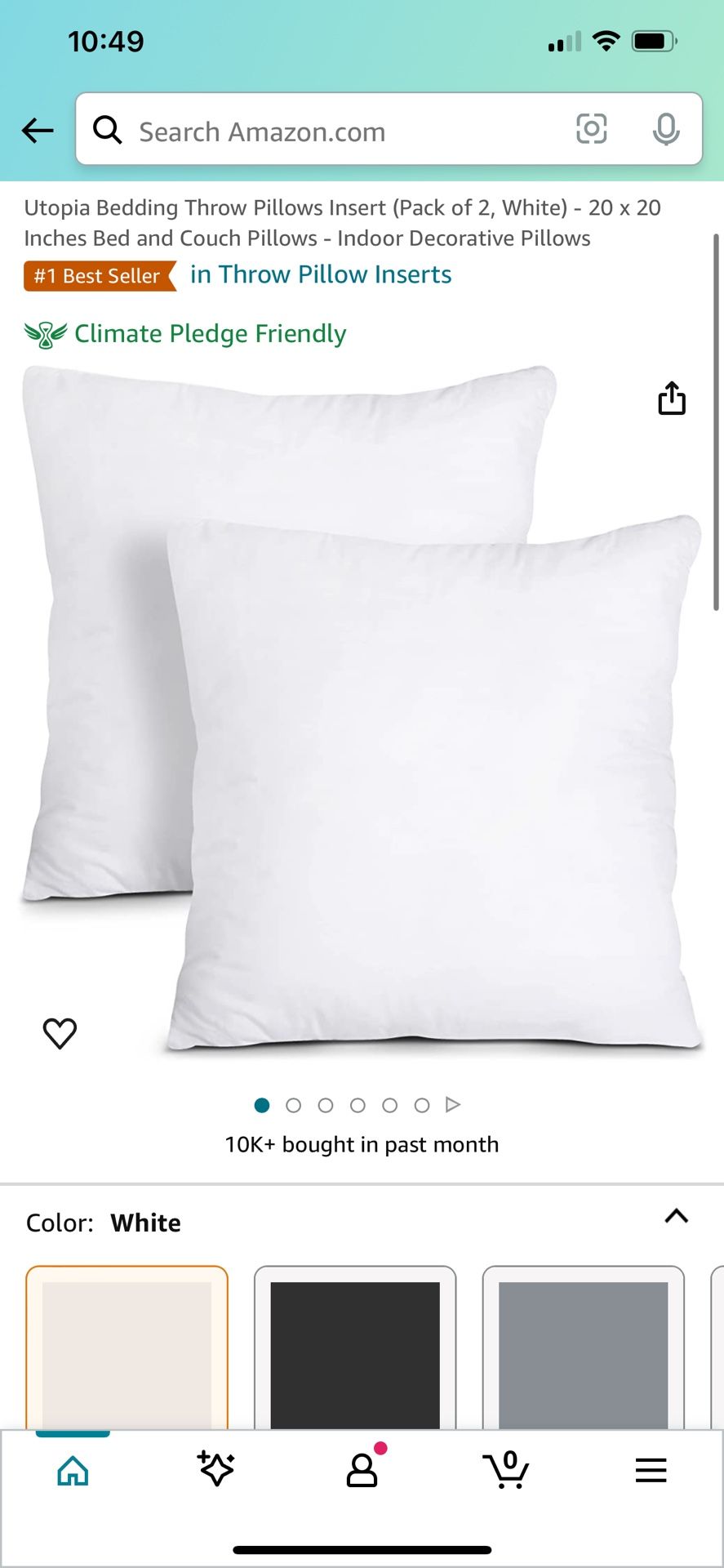 Utopia Bedding Throw Pillows Insert (Pack of 2, White) - 20 x 20 Inches Bed and Couch Pillows - Indoor Decorative Pillows