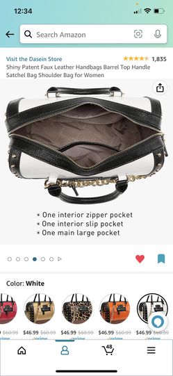Shiny Patent Faux Leather Handbags Barrel Top Handle Purse Satchel