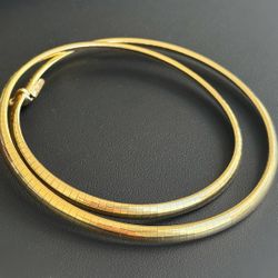 Jewelry 14k solid Yellow Gold omega link 16.00” Chain necklace 2 row bracelet 24.30 grams 4.00mm