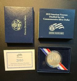 2010 Disabled Veterans Commemorative Silver Dollar in OGP