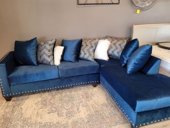 🎁 LIVING ROOM SET BLUE SECTIONAL SOFA COUCH SALE❇️