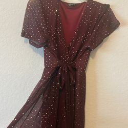 Burgundy Sequin Sparkly Dress 