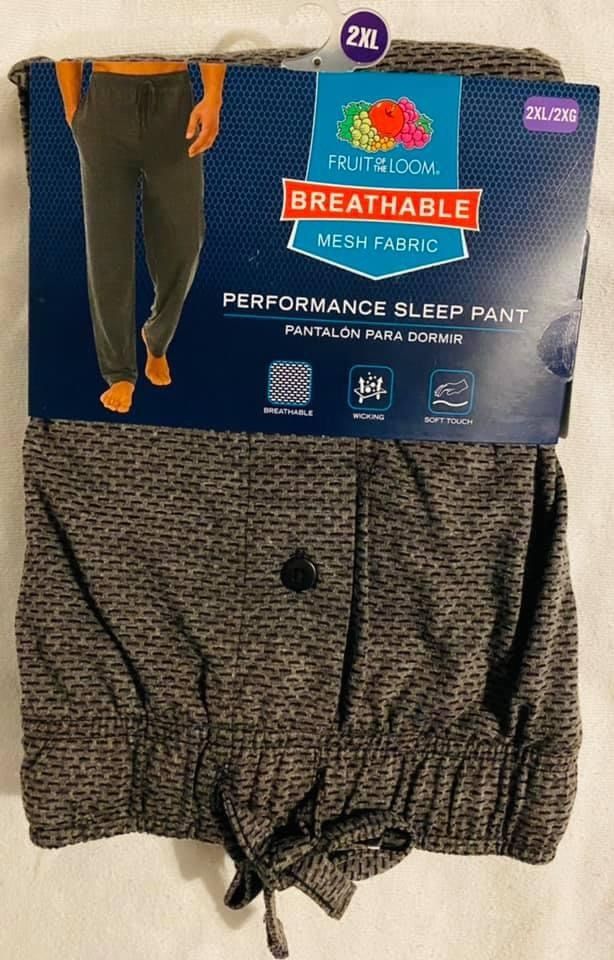 Men’s Fruit of the Loom Sleep Pants — Size 2XL