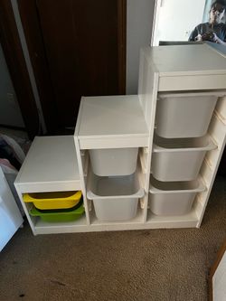 Storage bins and shelf