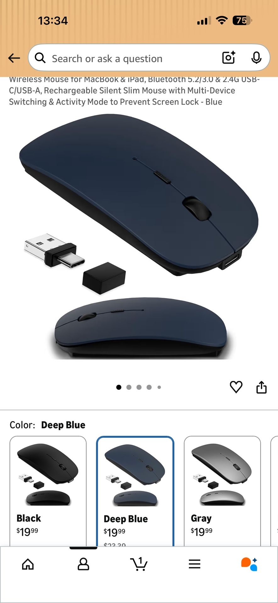Wireless Mouse for MacBook & iPad, Bluetooth 5.2/3.0 & 2.4G USB-C/USB-A, Rechargeable Silent Slim Mouse with Multi-Device Switching & Activity Mode to