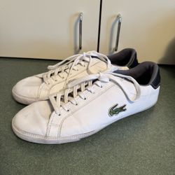 Lacoste GRADUATE VULC White Black Shoes Leather Sneakers Size 12 Casual