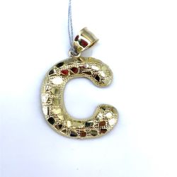 10Kt Yellow Gold Puff Nugget Letter C Pendant 2.60g 197062/11