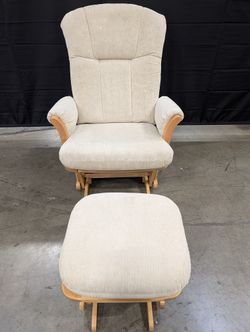 DUTALIER Cream Ribbed Glider Chair and Ottoman Set