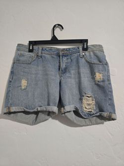 Light Wash Distressed Denim Shorts