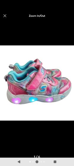 S Sport by Skechers Girls Tie-Dye Light-Up Sneakers Hook & Loop US 9 Pink/Blue