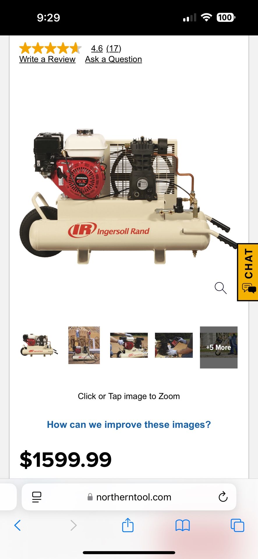 Selling Used Excellent Condition Wheelbarrow Gas Air Compressor