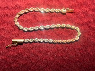 Tri-color 14k Gold 7” Rope Bracelet 6.5g, Barrel Clasp