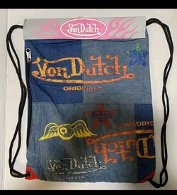Von Dutch Drawstring Bag And Side Zipper 18"x13" 