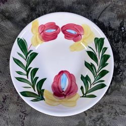 Vintage Japan Handpainted Flower Glazed Ceramic Bowl 7.25” Floral Salad Dish
