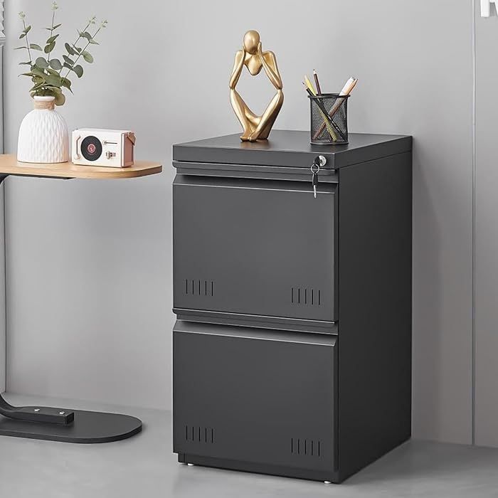 2 Drawer File Cabinet with Lock, Vertical File Cabinets for Home Office, Printer Stand, Heavy Duty Steel Office Storage Cabinet for Letter/Legal/A4, A