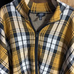Jones New York Signature Plaid Zip Up Sweater